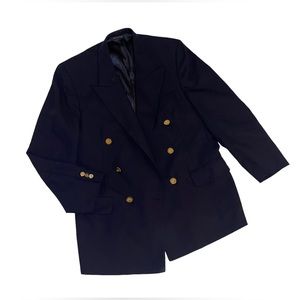 Burberry Navy Blue Double Breasted Blazer God Button Jacket Sport Suit Coat 42R